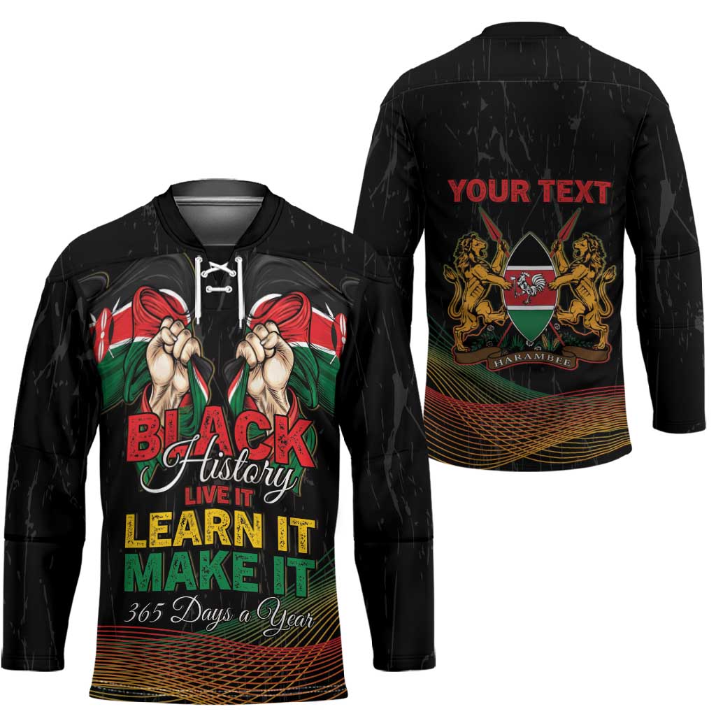 Personalized Kenya Black History Month Hockey Jersey Live It Learn It Make It - African Pride