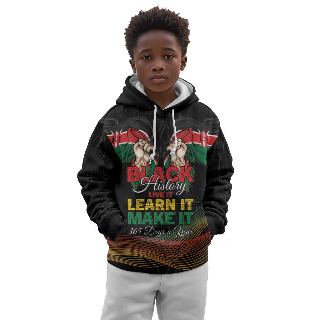 Personalized Kenya Black History Month Kid Hoodie Live It Learn It Make It - African Pride
