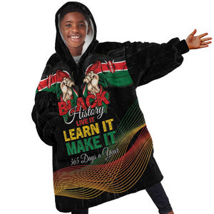Personalized Kenya Black History Month Kid Wearable Blanket Hoodie Live It Learn It Make It - African Pride