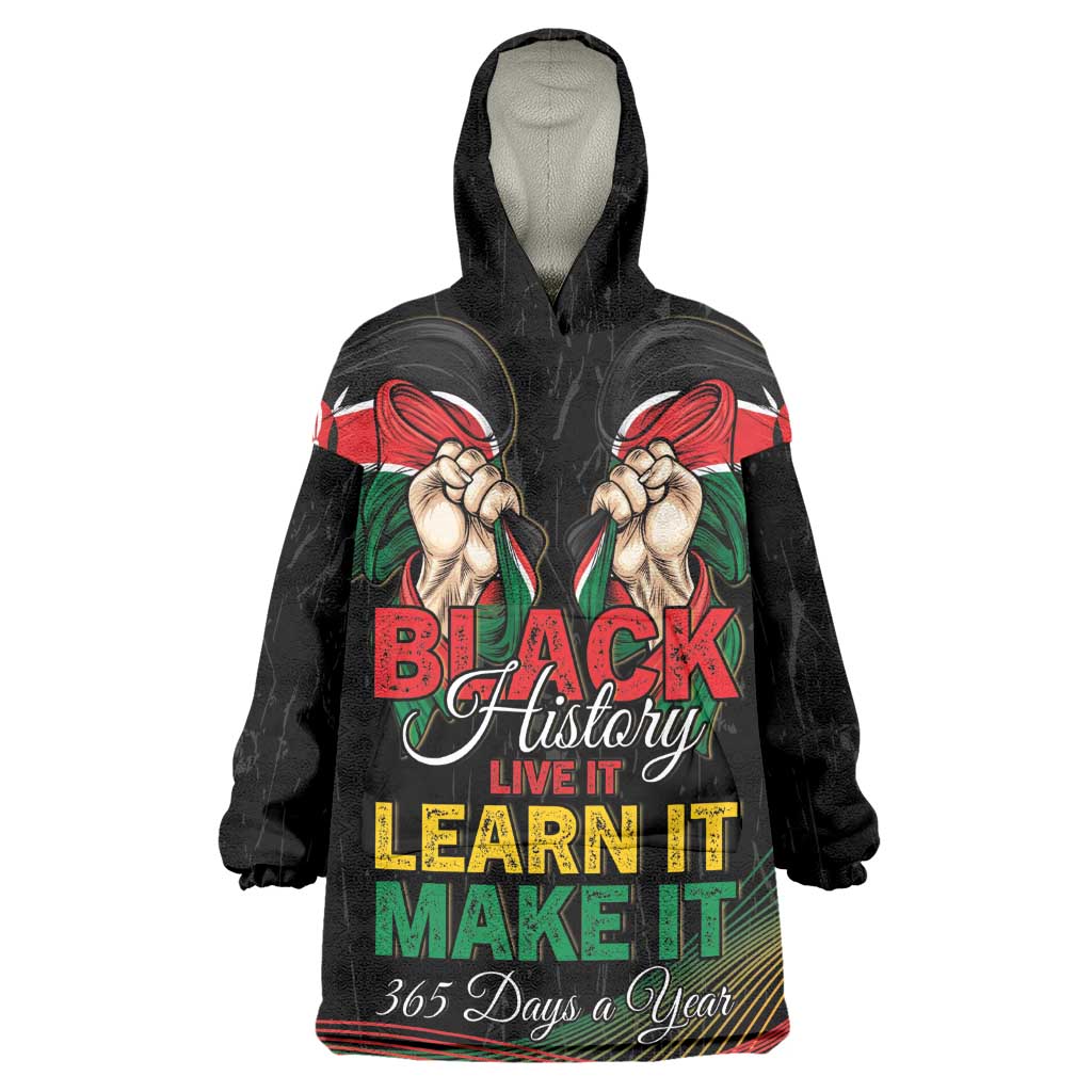 Personalized Kenya Black History Month Kid Wearable Blanket Hoodie Live It Learn It Make It - African Pride