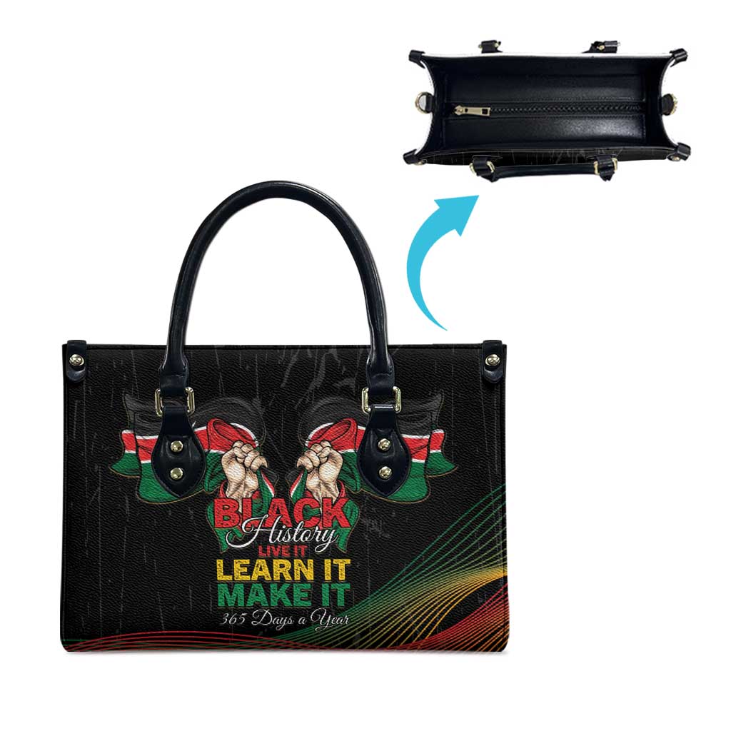 Kenya Black History Month Leather Bag Live It Learn It Make It - African Pride