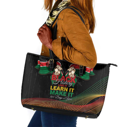 Kenya Black History Month Leather Tote Bag Live It Learn It Make It - African Pride