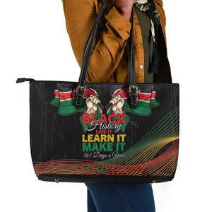 Kenya Black History Month Leather Tote Bag Live It Learn It Make It - African Pride