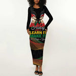 Personalized Kenya Black History Month Long Sleeve Bodycon Dress Live It Learn It Make It - African Pride