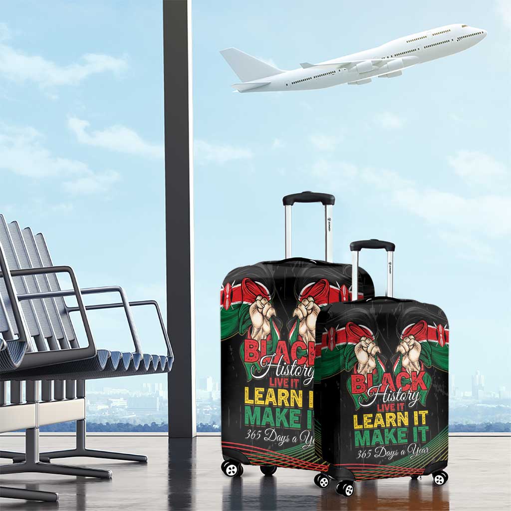 Kenya Black History Month Luggage Cover Live It Learn It Make It - African Pride