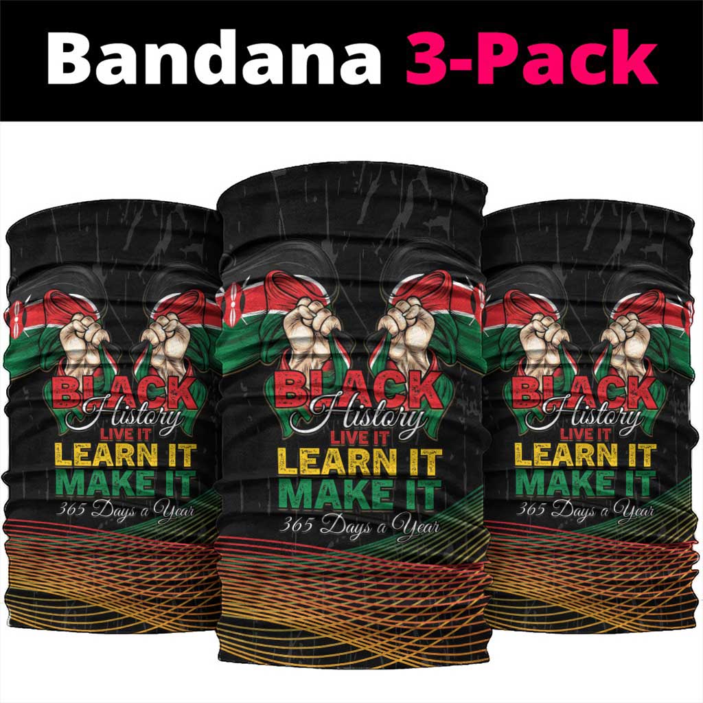 Kenya Black History Month Neck Gaiter Live It Learn It Make It - African Pride