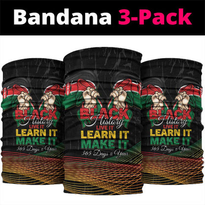 Kenya Black History Month Neck Gaiter Live It Learn It Make It - African Pride