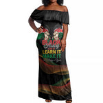 Personalized Kenya Black History Month Off Shoulder Maxi Dress Live It Learn It Make It - African Pride