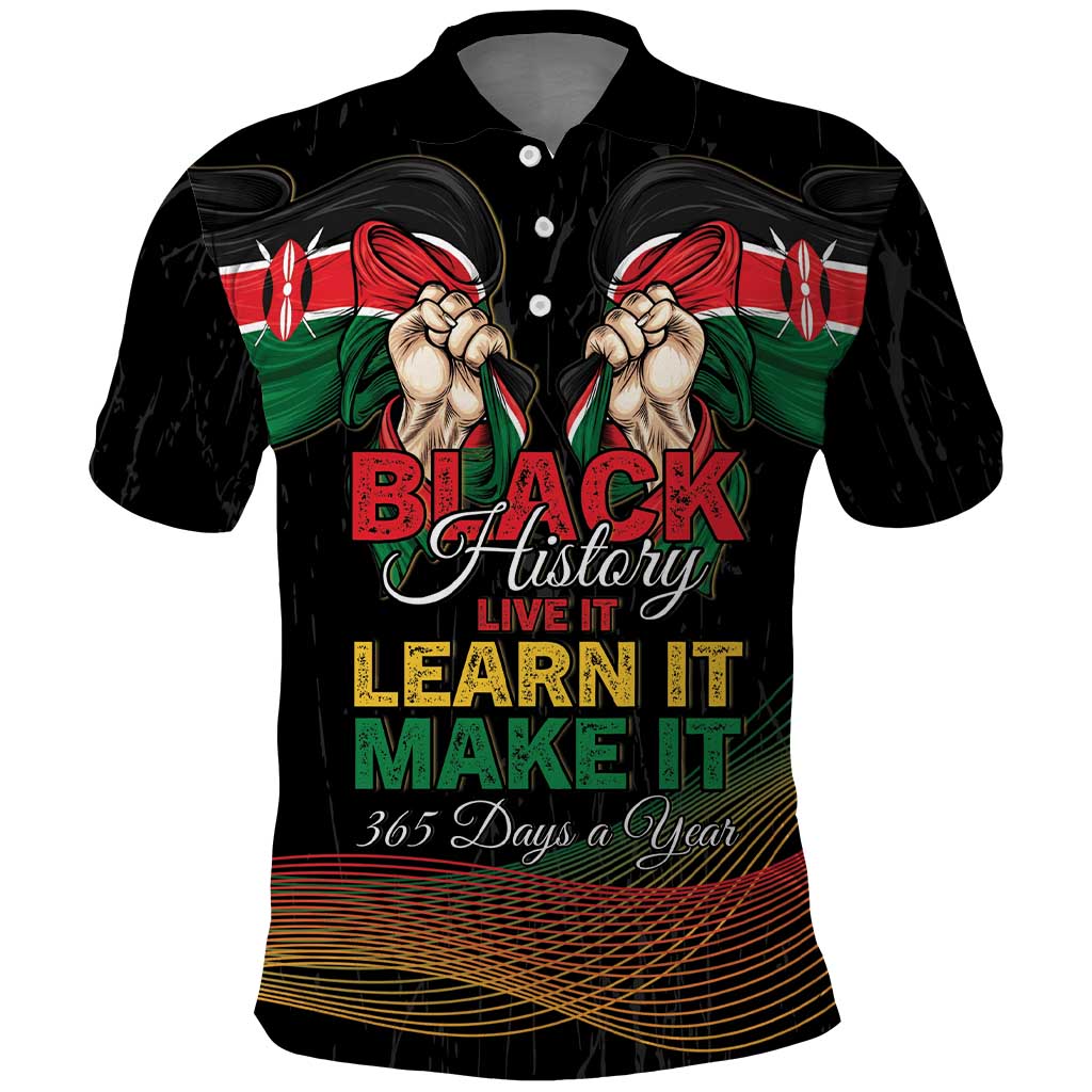 Personalized Kenya Black History Month Polo Shirt Live It Learn It Make It - African Pride
