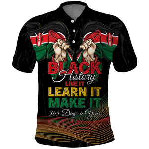 Personalized Kenya Black History Month Polo Shirt Live It Learn It Make It - African Pride