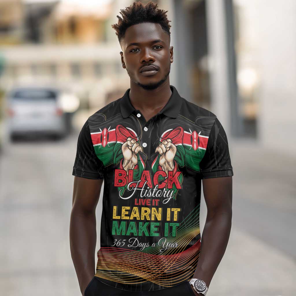 Personalized Kenya Black History Month Polo Shirt Live It Learn It Make It - African Pride