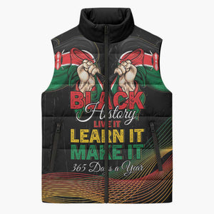 Personalized Kenya Black History Month Sleeveless Puffer Jacket Live It Learn It Make It - African Pride
