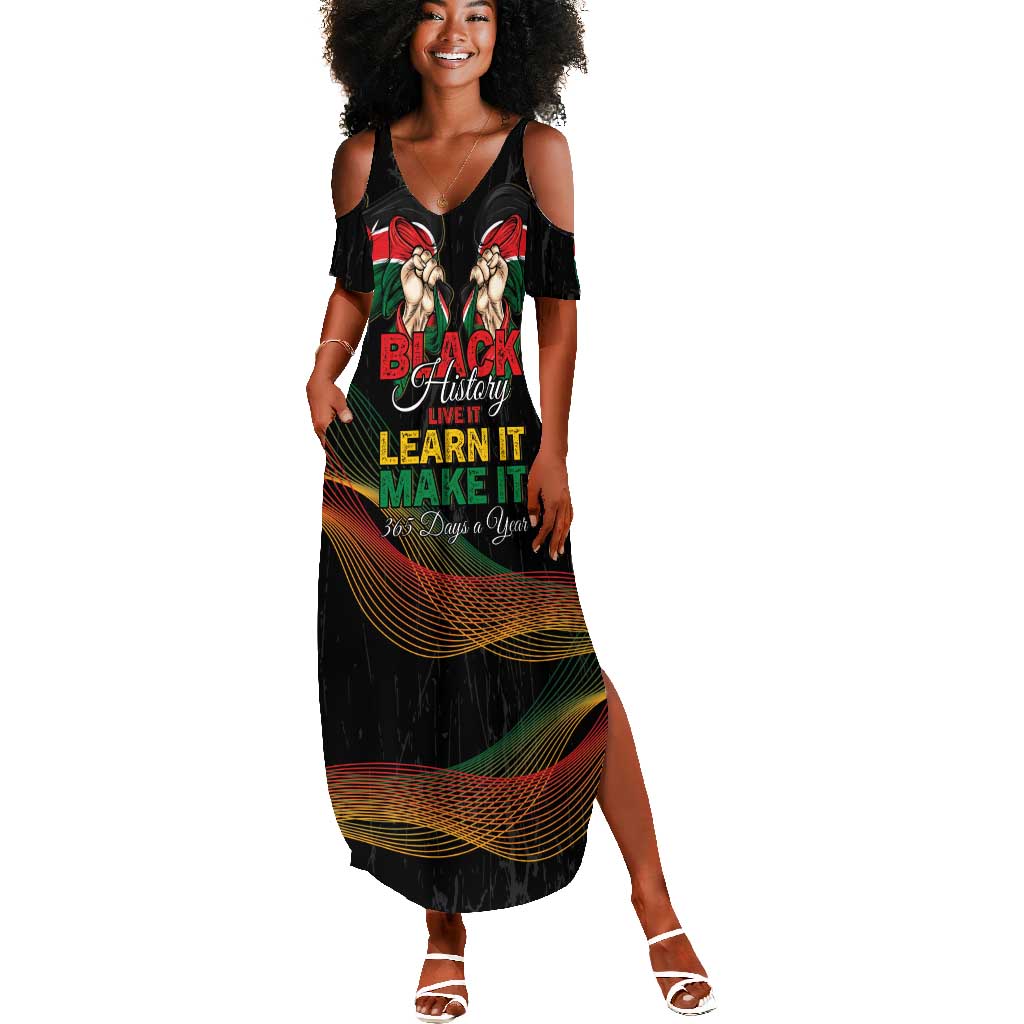 Personalized Kenya Black History Month Summer Maxi Dress Live It Learn It Make It - African Pride