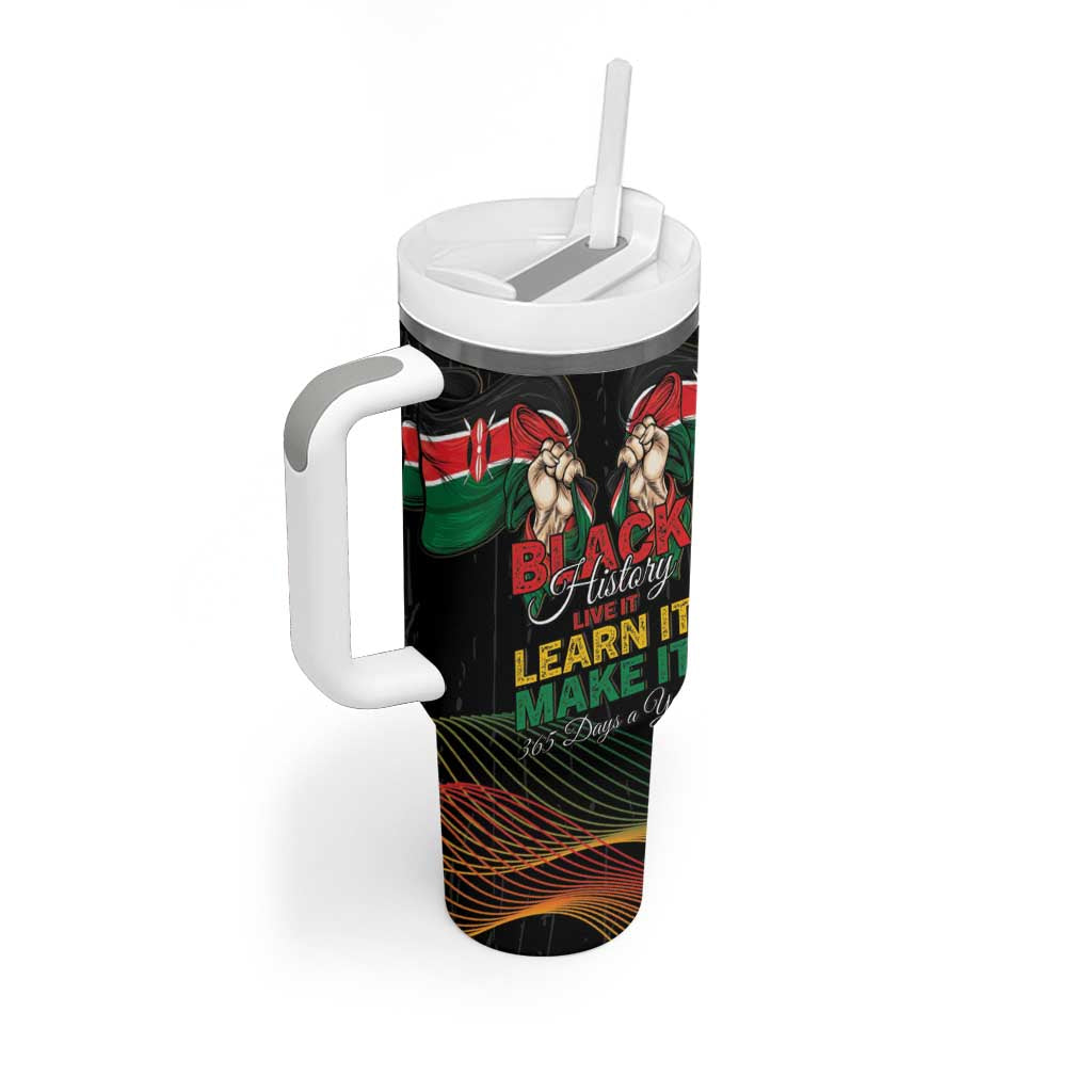 Personalized Kenya Black History Month Tumbler With Handle Live It Learn It Make It - African Pride