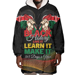 Personalized Kenya Black History Month Wearable Blanket Hoodie Live It Learn It Make It - African Pride