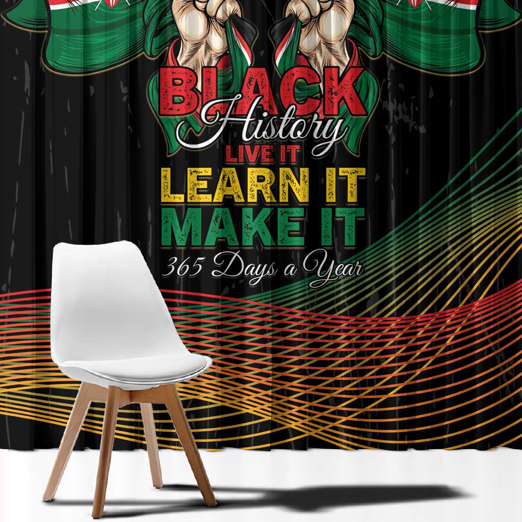 Kenya Black History Month Window Curtain Live It Learn It Make It - African Pride