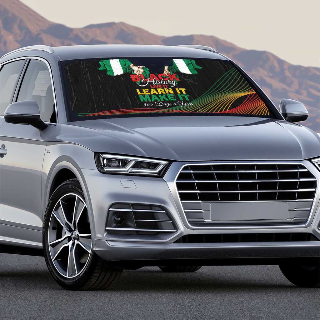 Nigeria Black History Month Auto Sun Shade Live It Learn It Make It - African Pride