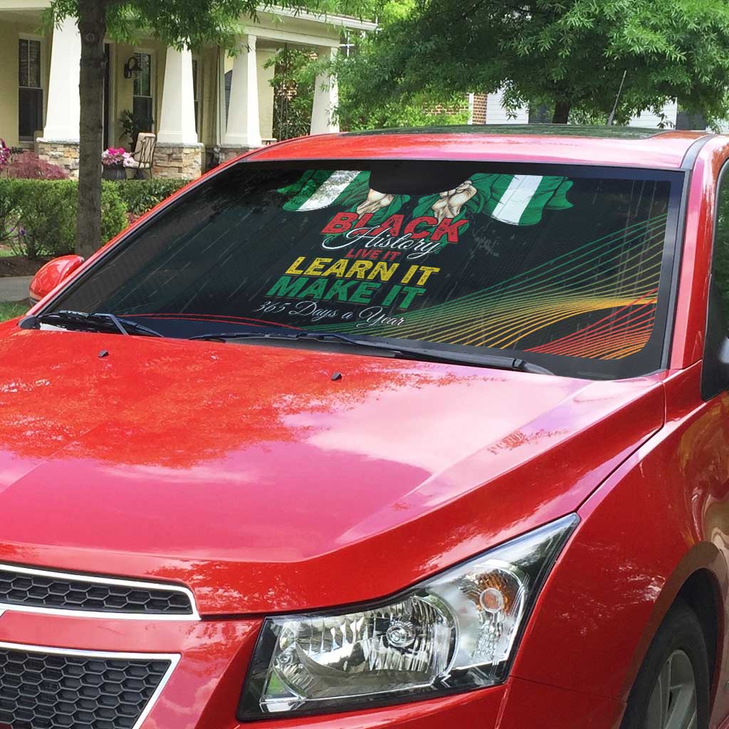 Nigeria Black History Month Auto Sun Shade Live It Learn It Make It - African Pride