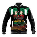 Personalized Nigeria Black History Month Baseball Jacket Live It Learn It Make It - African Pride