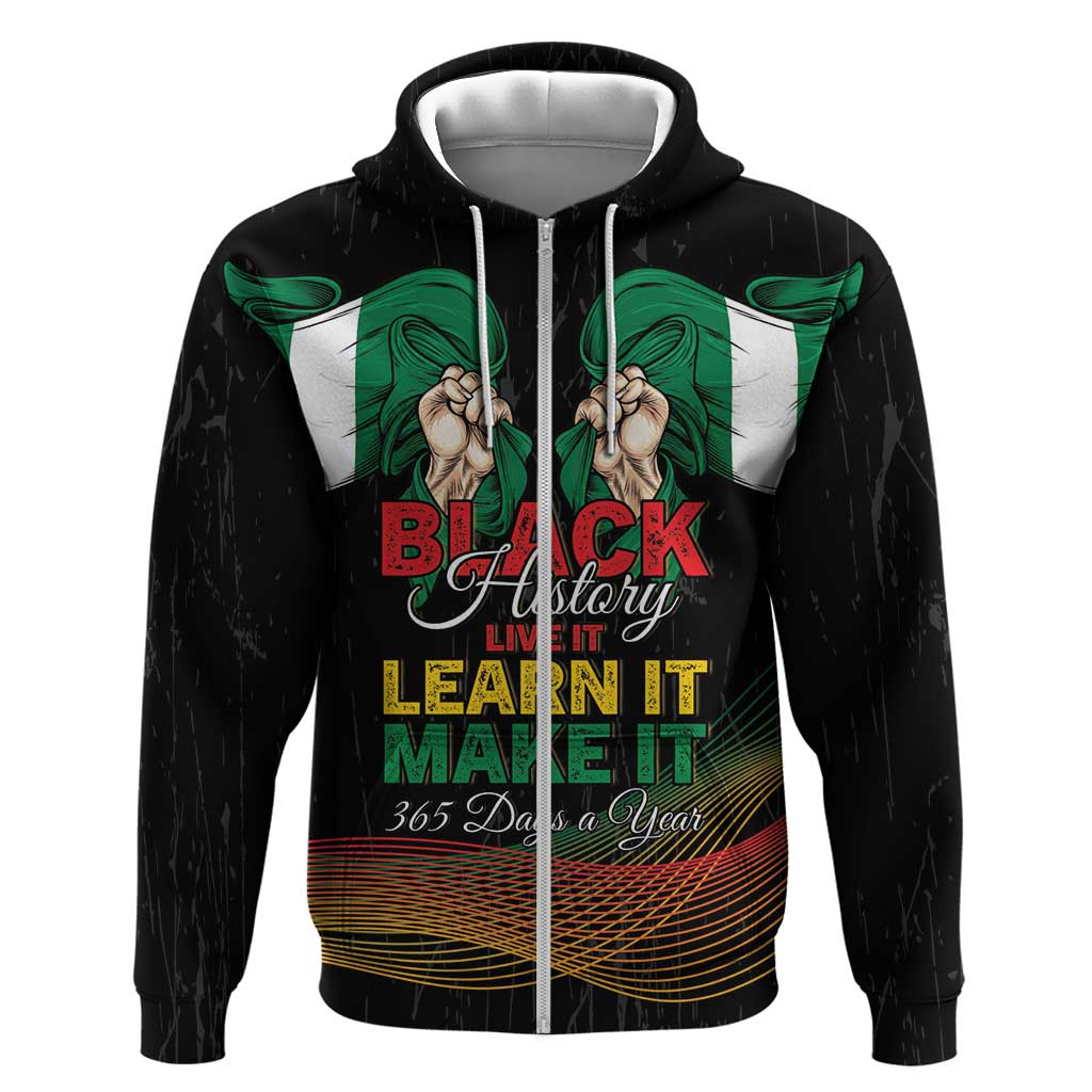 Personalized Nigeria Black History Month Hoodie Live It Learn It Make It - African Pride
