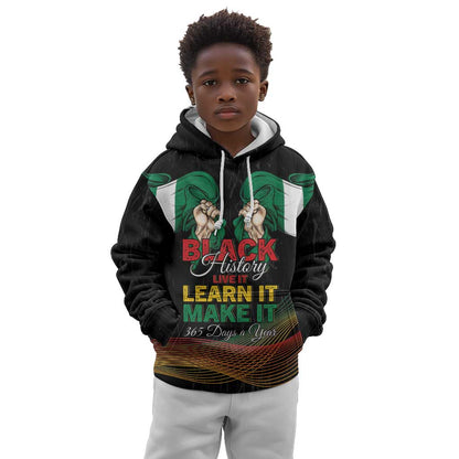 Personalized Nigeria Black History Month Kid Hoodie Live It Learn It Make It - African Pride