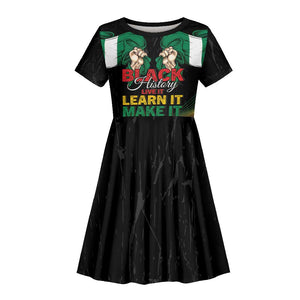 Personalized Nigeria Black History Month Kid Short Sleeve Dress Live It Learn It Make It - African Pride