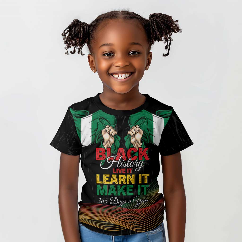 Personalized Nigeria Black History Month Kid T shirt Live It Learn It Make It - African Pride