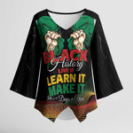 Personalized Nigeria Black History Month Kimono Sleeve Blouse Live It Learn It Make It - African Pride