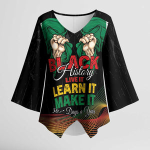 Personalized Nigeria Black History Month Kimono Sleeve Blouse Live It Learn It Make It - African Pride