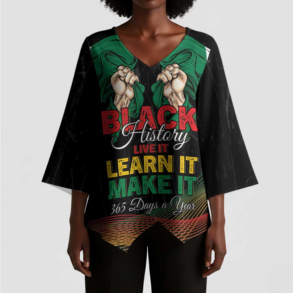Personalized Nigeria Black History Month Kimono Sleeve Blouse Live It Learn It Make It - African Pride