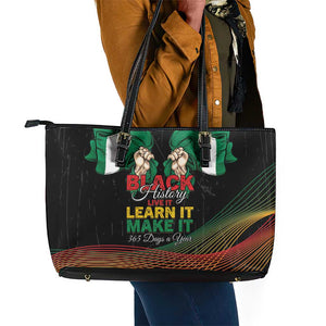 Nigeria Black History Month Leather Tote Bag Live It Learn It Make It - African Pride