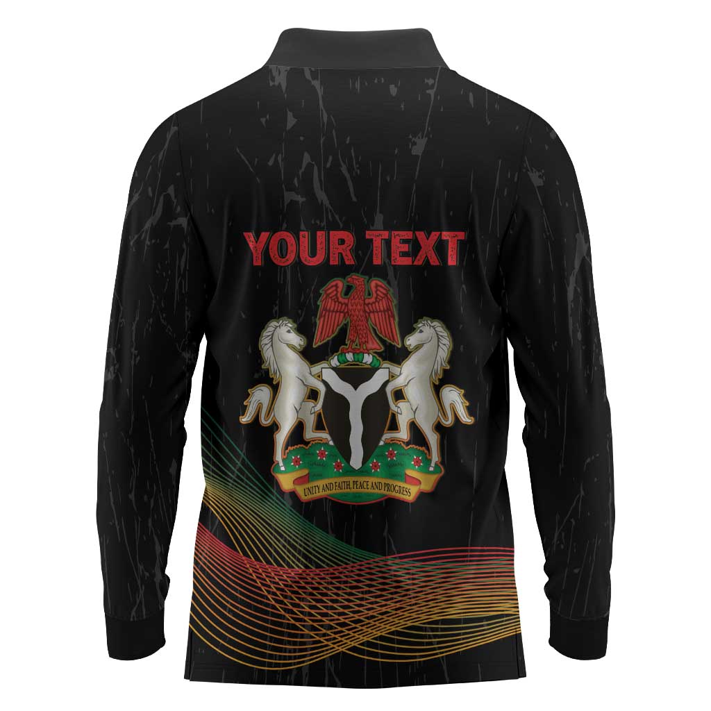 Personalized Nigeria Black History Month Long Sleeve Polo Shirt Live It Learn It Make It - African Pride