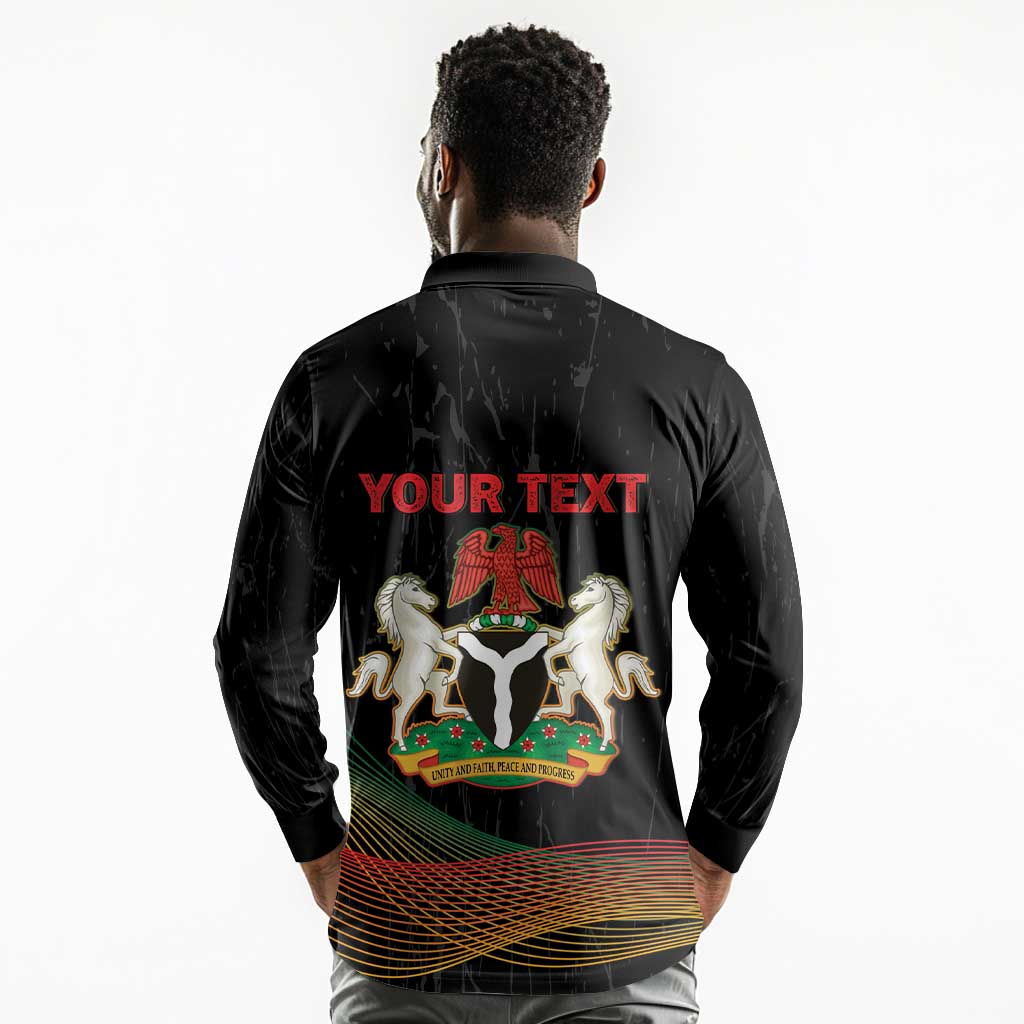 Personalized Nigeria Black History Month Long Sleeve Polo Shirt Live It Learn It Make It - African Pride