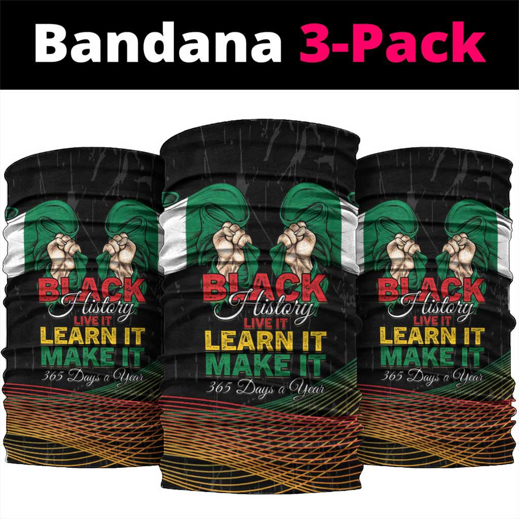 Nigeria Black History Month Neck Gaiter Live It Learn It Make It - African Pride