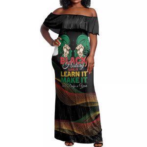 Personalized Nigeria Black History Month Off Shoulder Maxi Dress Live It Learn It Make It - African Pride