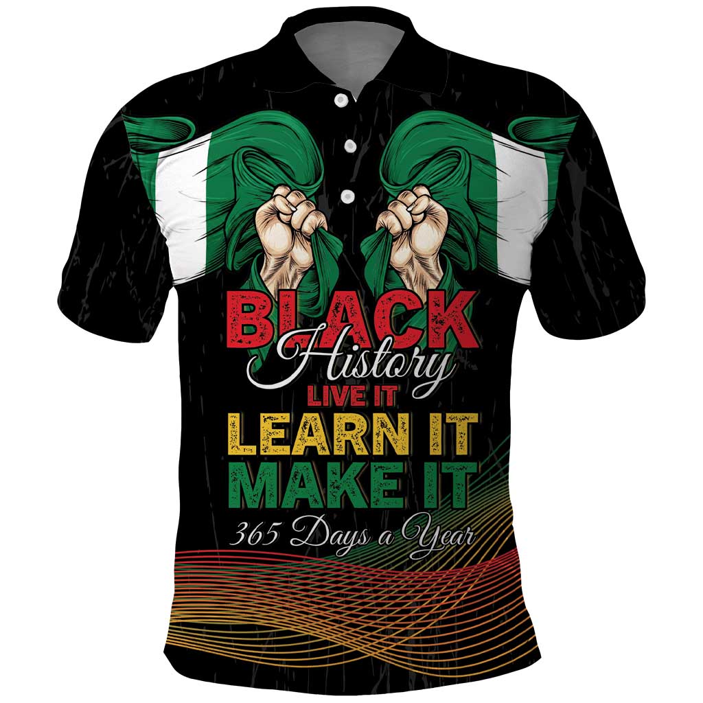 Personalized Nigeria Black History Month Polo Shirt Live It Learn It Make It - African Pride