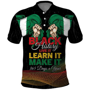 Personalized Nigeria Black History Month Polo Shirt Live It Learn It Make It - African Pride