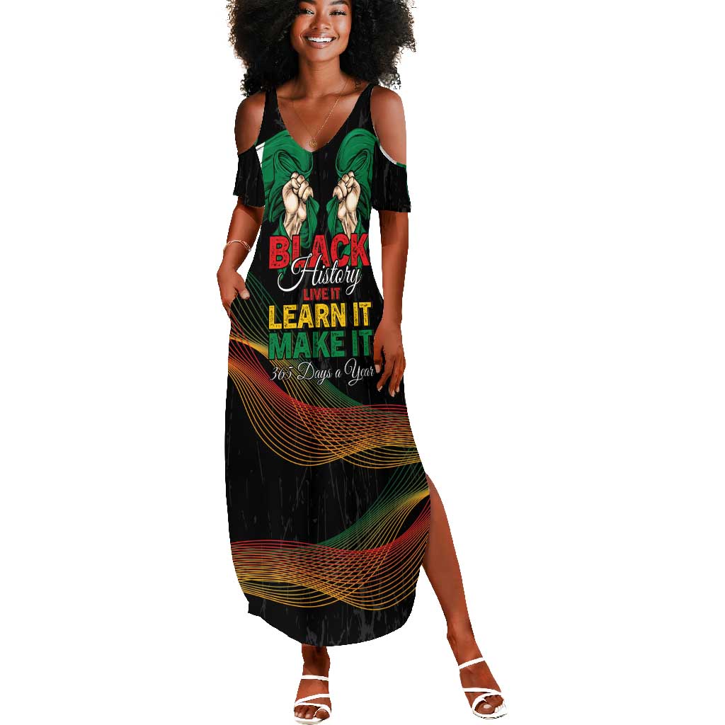 Personalized Nigeria Black History Month Summer Maxi Dress Live It Learn It Make It - African Pride