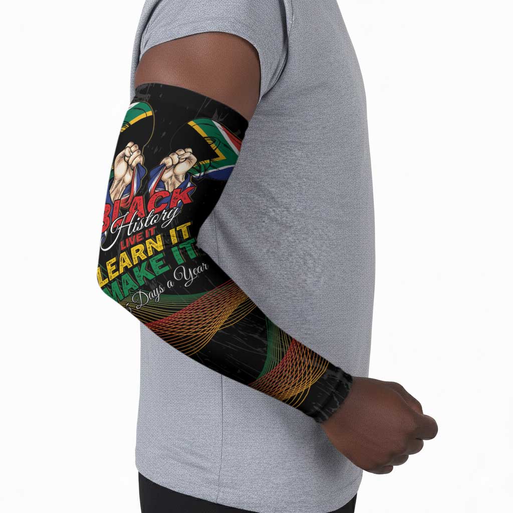 Personalized South Africa Black History Month Arm Sleeves Live It Learn It Make It - African Pride