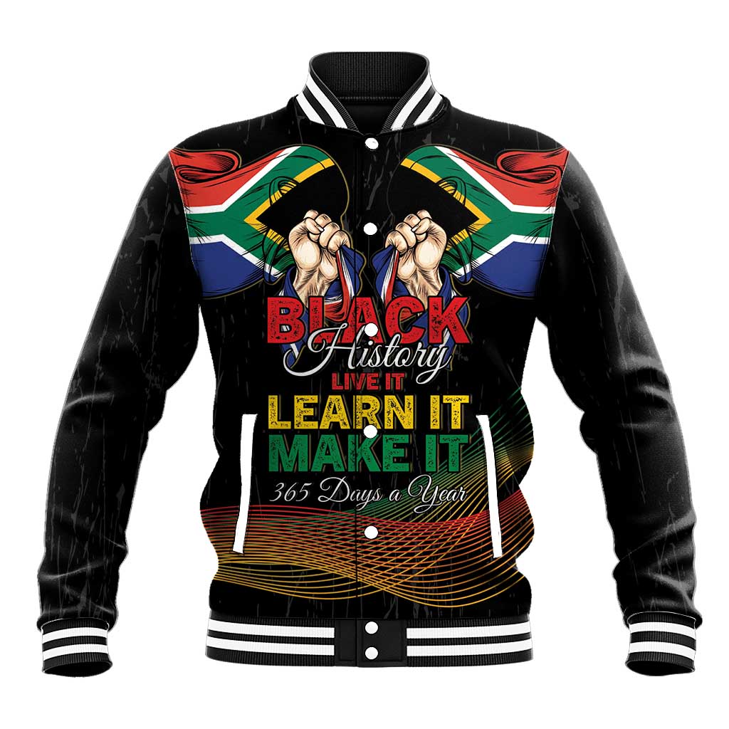 Personalized South Africa Black History Month Baseball Jacket Live It Learn It Make It - African Pride