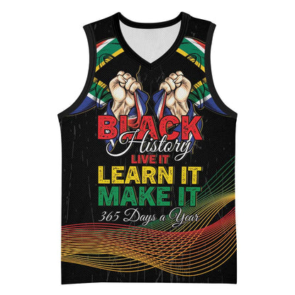 Personalized South Africa Black History Month Basketball Jersey Live It Learn It Make It - African Pride
