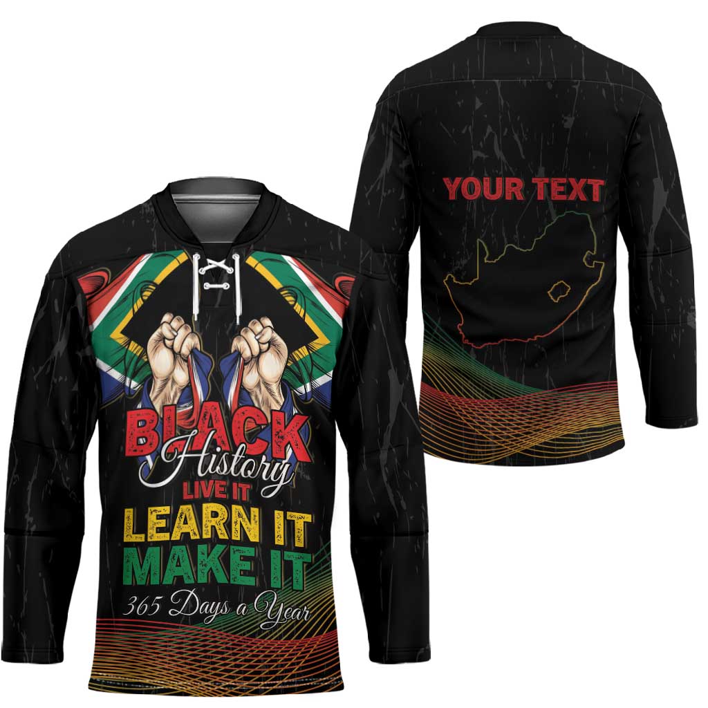 Personalized South Africa Black History Month Hockey Jersey Live It Learn It Make It - African Pride