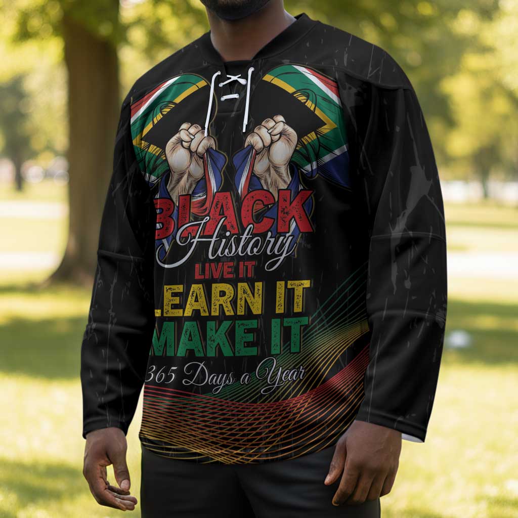 Personalized South Africa Black History Month Hockey Jersey Live It Learn It Make It - African Pride