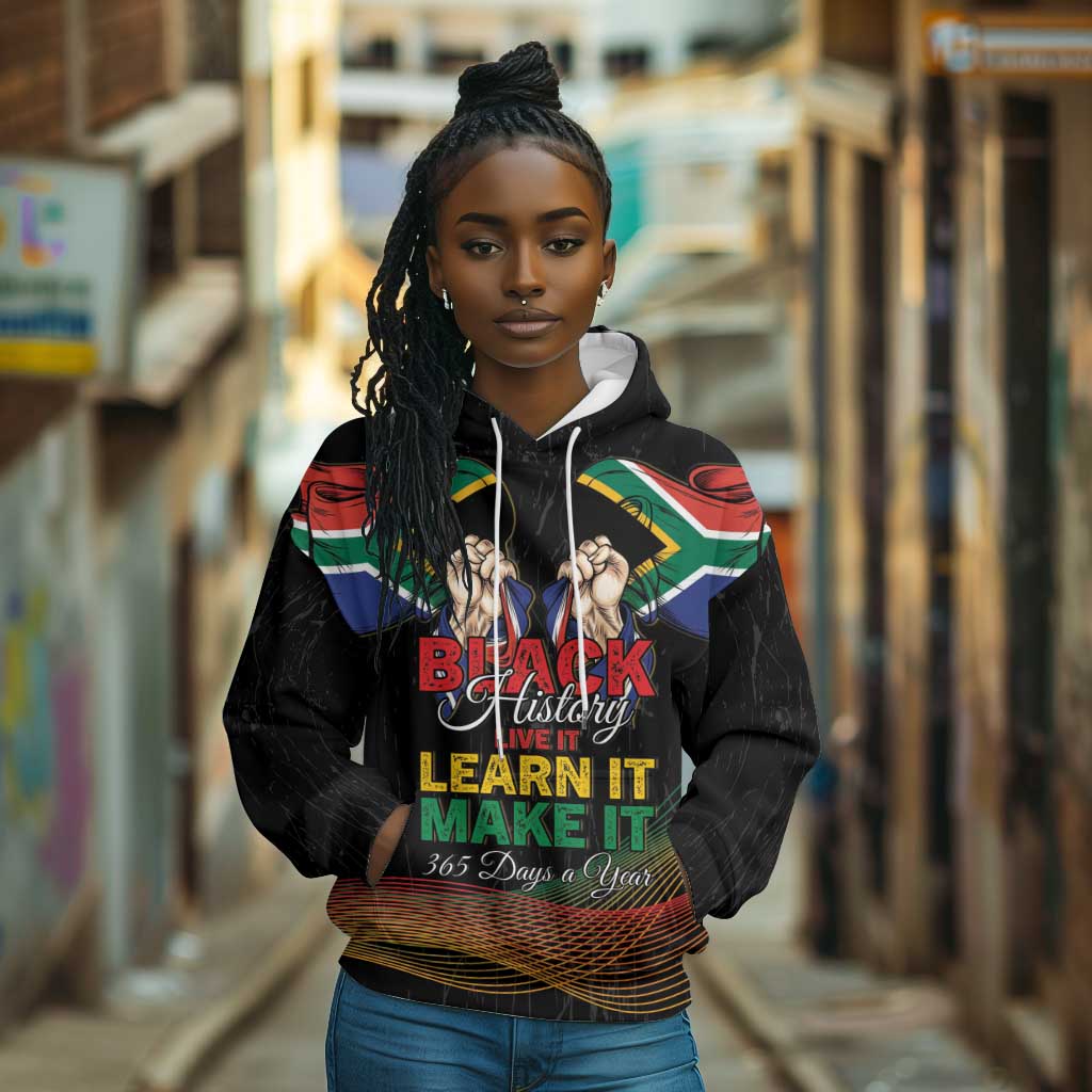 Personalized South Africa Black History Month Hoodie Live It Learn It Make It - African Pride