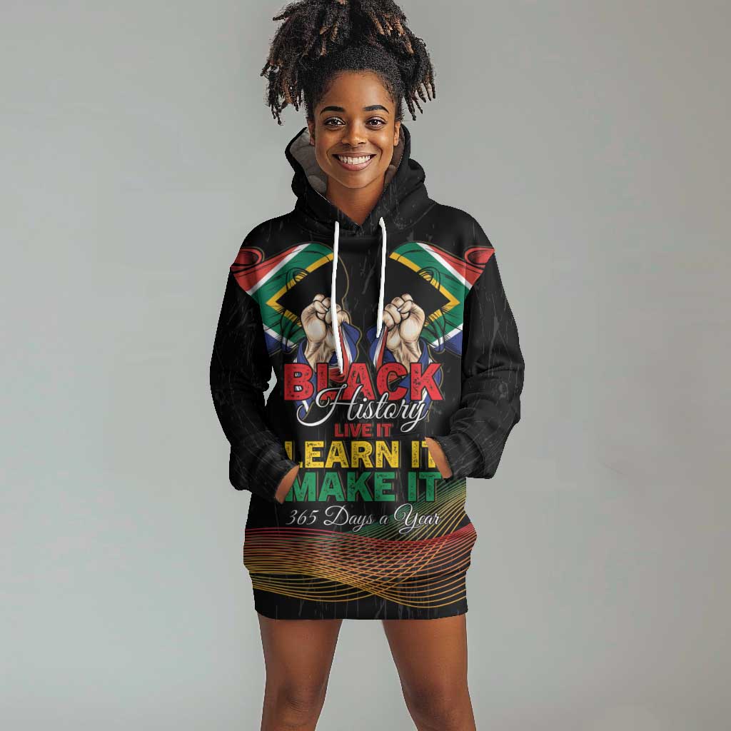 Personalized South Africa Black History Month Hoodie Dress Live It Learn It Make It - African Pride