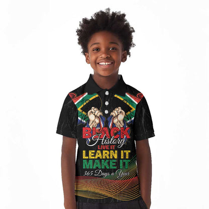 Personalized South Africa Black History Month Kid Polo Shirt Live It Learn It Make It - African Pride