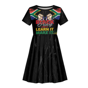 Personalized South Africa Black History Month Kid Short Sleeve Dress Live It Learn It Make It - African Pride
