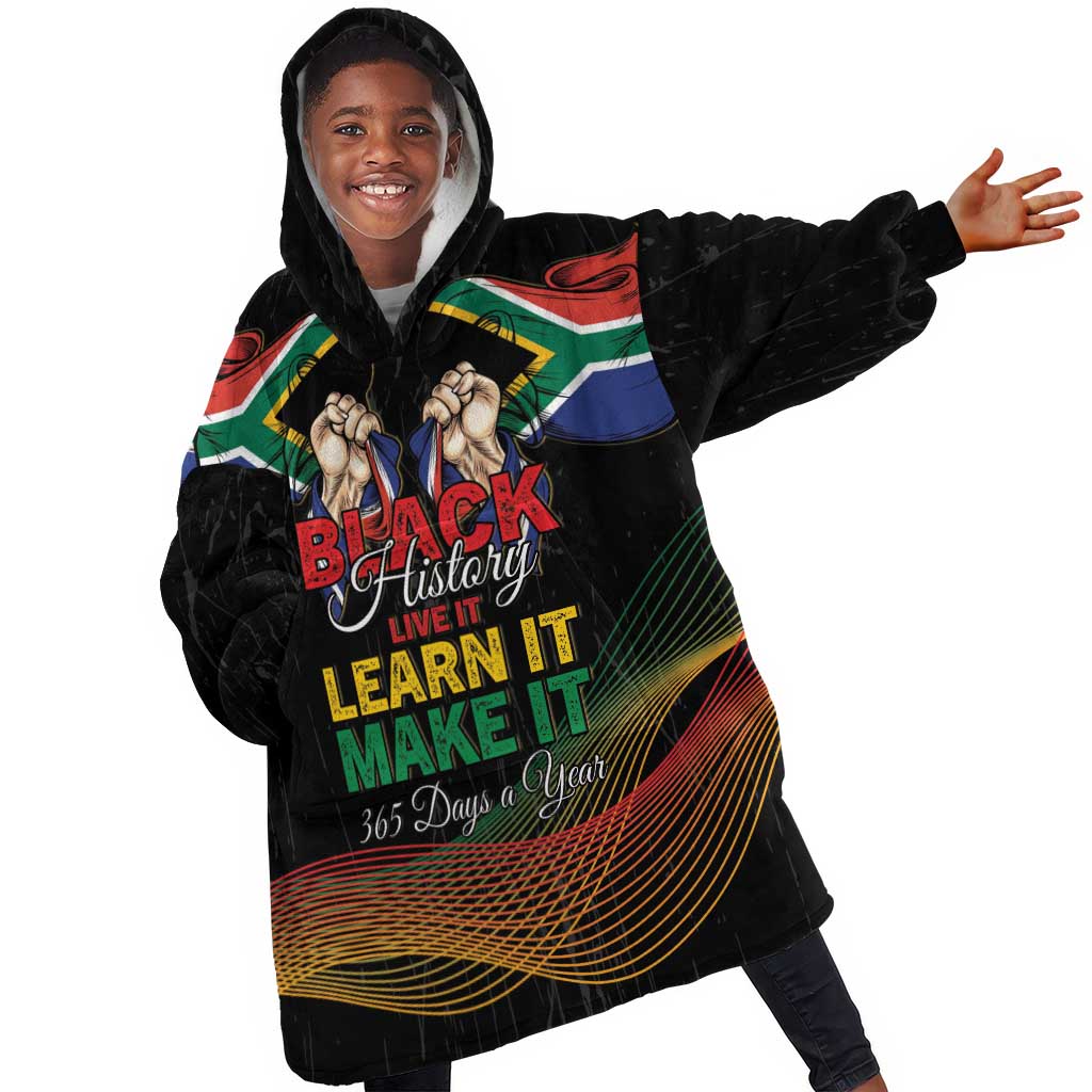 Personalized South Africa Black History Month Kid Wearable Blanket Hoodie Live It Learn It Make It - African Pride