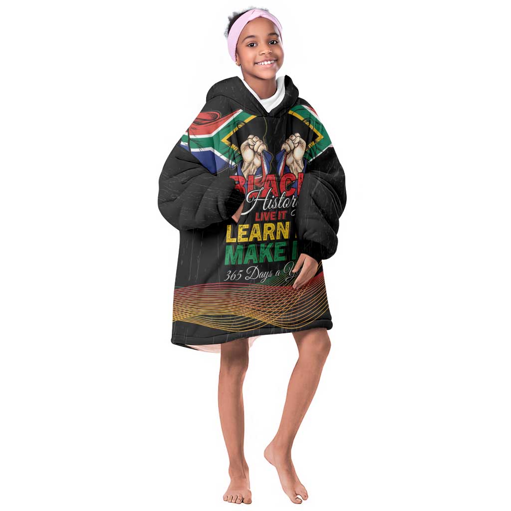 Personalized South Africa Black History Month Kid Wearable Blanket Hoodie Live It Learn It Make It - African Pride