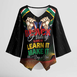 Personalized South Africa Black History Month Kimono Sleeve Blouse Live It Learn It Make It - African Pride